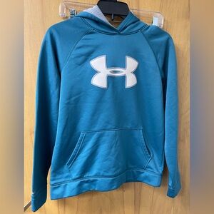 Under Armour Kids Hoodie Size Yputh L Teal W/White Logo